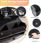SUV Trunk Organizers, Leather Car Trunk Storage Organizer with Lid & Push-pull Handle, Large Capacity Waterproof Cargo Storage Box for SUVs Sedans Vans (39.7 x 11.4 x 12.2in)