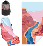 Hahafelt 1 Pack Car Seat Towel Covers with Storage Bag, 63 x 32 Inch Universal Non Slip Waterproof Sweat Protector for Car Truck, Gym Swimming Running, Machine Washable (Grand Canyon)