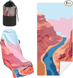 Hahafelt 2 Pack Car Seat Towel Covers with Storage Bag, 63 x 32 Inch Universal Non Slip Waterproof Sweat Protector for Car Truck, Gym Swimming Running, Machine Washable (Grand Canyon)