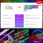 Dreamcolor Acrylic Interior Car Lights 6 in 1 RGB LED Strip Lights with APP Control 252 Color Modes DIY Fiber Optic Ambient Lighting Kits Music Car Neon Light Kits New Version