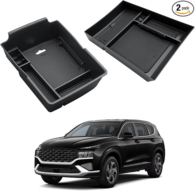 2023 Santa Fe Center Console Organizer - For 2021-2023 Hyundai Santa Fe Armrest Box Organizer + TPE Lower Console Organizer Tray For 2021-2023 Santa Fe(SE/SEL/XRT/Limited/Calligraphy) Accessories