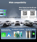 Wireless CarPlay Adapter for iPhone(2025 Upgraded),Mini Size & Plug - Play,Converts Wired to Wireless Apple CarPlay,No Delay Carplay Dongle for Apple iOS 10+/Android 11+ and Above