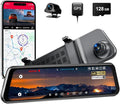 LD4K Max Mirror Dash Cam with 4K Front and 2.5K Rear Camera, STARVIS 2 Sensor, with ADAS BSD LCA Smart Mode, GPS, G-Sensor, Loop Recording, Parking Monitor, Voice Control, 5.8GHz WiFi,128GB Card
