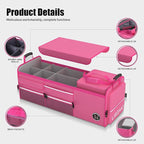 LIBZAKI Oversize 4 in 1 Car Trunk Storage Organizer, Multi Compartment Collapsible Trunk Storage Box with Cooler Bag for Car Truck SUV-Rose red