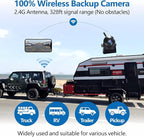 Upgraded Wireless Backup Camera Magnetic Hitch, 4000mAh Rechargeable Battery Powered WiFi Rear View Camera, 720P IP68 Waterproof Reverse Camera for Truck/RV/Camper/Trailer for iPhone iPad Android