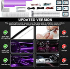 Acrylic Interior LED Strip Light With Wireless APP, RGB 18 in 1 With 175 Inches 600 LEDs Fiber Optic Ambient Lighting Kits for Car, 16 Million Colors Sound Active Function