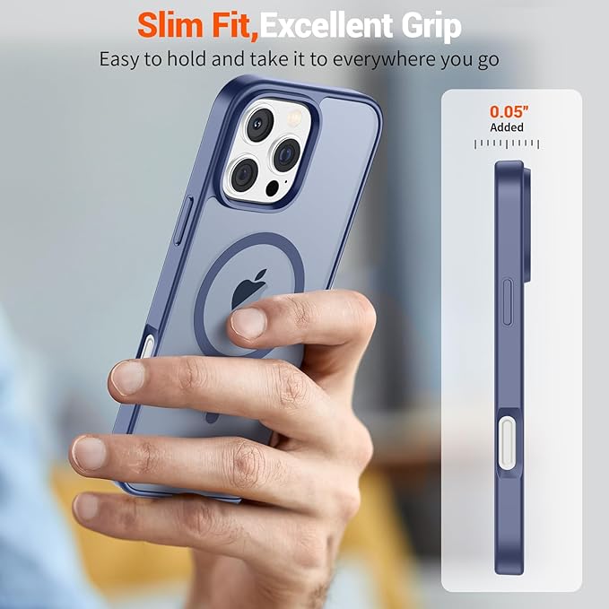 SUPFINE Magnetic for iPhone 16 Pro Case (Compatible with MagSafe) (Military Grade Drop Protection) Slim Translucent Matte Shockproof with Anti-Fingerprint Phone Case,Lavender Gray
