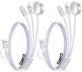 2 Pack Multi Charging Cable Cord for Travel Essentials,Apple Watch Charger,iPhone Charger,[3-in-2] Type C/L Cable Portable Designed for iWatch,iPhone 17-8,Galaxy S25-21,AirPods,iPad-4FT Purple