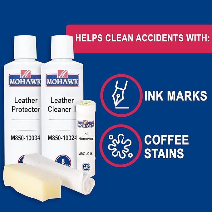Mohawk Leather Care Kit, Includes Cleaner II (M850-10024), Leather Protector (M850-10034), Ink Remover (M850-2015)