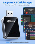 FAHREN 2-in-1 Wireless CarPlay & Android Auto Adapter, One-Click User Switching Car Play Wireless Adapter, Converts Wired to Mini Bluetooth Carplay adapter, Compatible iOS & Android with USB A & USB C