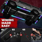 6Pcs Car Underglow Neon Accent Strip Lights 252 LEDs RGB 8 Color Sound Active Function Music Mode with Wireless Remote Control Underbody Light Strips for Car Van SUV Truck, 2 Years Warranty