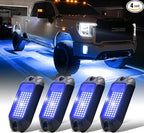 Nicoko 4Pods Pure Blue LED Rock Lights 72w high Power Rock Lights Neon Underglow Light for Car Trucks ATV UTV SUV Boat Underbody Glow Trail Rig Light IP68 Waterproof