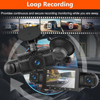 Podofo 360° Dash Cam Front and Rear Inside,4 Channel 3" IPS Touchscreen Dash Cam Front and Rear Inside Left Right,4*1080P Dash Camera with 8 IR Night Vision,Loop Recording,G-Sensor,24 Hours Recording