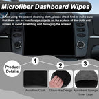 Car Screen Cleaner, 4.21''×4.21'' Microfiber Dashboard Wipes, Round Microfiber Cloth, Car Display Wipes,Vehicle Screen Cleaner Tool Universal for Car Dashboard Car Display Car Interior Tools (Black)