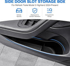 Canvcle Door Side Storage Box and Trash Can for 2024 2025 2026 Refresh Tesla Model 3 Highland Accessories Front Rear Door Insert Slot Storage Tray Organizer Protector Garbage Bin with Trash Bags 6PCS