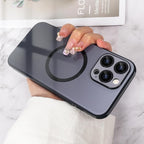 Guppy Compatible with iPhone 14 Pro Max Case Magnetic, with Full Camera Lens Protector [Compatible with MagSafe] Scratch Resistant Gradient Glass Back Cover Phone Case-Black