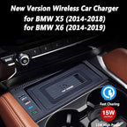 Wireless Car Charger for X5 / X6 F15/E70/F16/E71-15W Fast Charging Center Console Accessory Panel for Any Qi-Enabled Phone