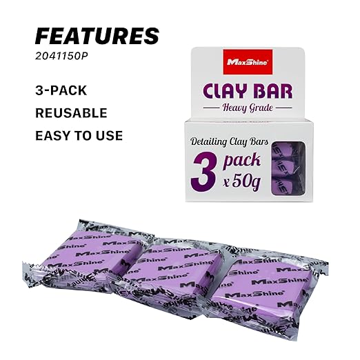 Maxshine Universal 3-Pack Magic Clay Bar (50g Each) – Heavy Grade Clay for Car Detailing – Removes Surface Contaminants from Paint, Glass, Plastic & Metal Surfaces