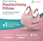 Zomaple Mastectomy Recovery Pillow with Strap, Swirly Gel Pack, Seat Belt Cover & Shower Lan – Post Mastectomy Must Haves, Breast Augmentation/Reduction & Mastectomy Recovery Supplies – Washable Cover