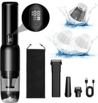Handheld Car Vacuum Cleaner, Cordless Portable 20KPA Powerful Suction With LED Light, 2-in-1 Air Inflator, Low Noise Rechargeable Mini for Car Home Pet Office