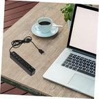 Angoily 6-Port USB Hub Card Reader Multi-Port USB Splitter for Laptops and Desktops 1m Extension Cable Compact and Portable Design
