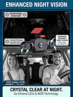 2026 New Full View Wireless Car Dashcam System,4k 4-Channel 360° Panoramic Dash Camera WiFi 6 Driving Recorder,Infrared Night Vision,24/7 Parking Monitor,G-Sensor,Motion Detection(64g)