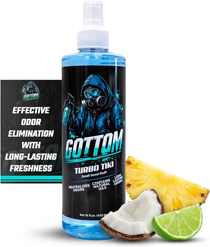 Gottom Air Freshener Spray - Long Lasting Odor Eliminator - 16 oz (Turbo Tiki) - Car Scent, Auto Odor Remover, Fresh Fragrance, Air Freshener for Trucks, SUVs, RVs & more