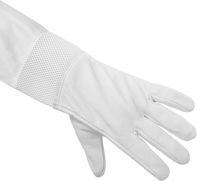 Honey Keeper Beekeeping Gloves - Goatskin Leather with Ventilated Canvas Sleeve and Elastic Cuff