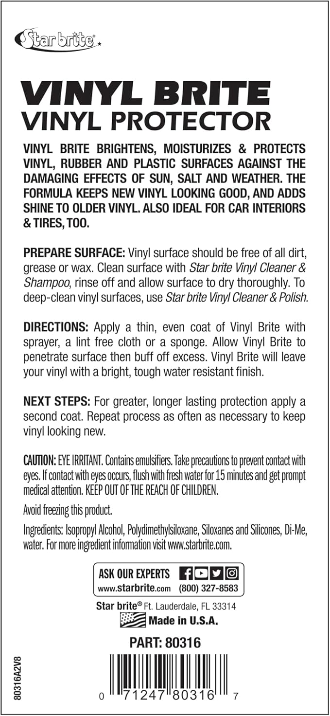 STAR BRITE Vinyl Brite Marine Grade Protectant Spray - Brighten, Moisturize & Protect Vinyl, Rubber, Fiberglass, Plastic & More
