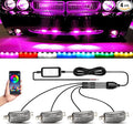 RGB Led Grille Lights APP Control 4 in 1 Colorful Underglow Rock LED Lights for Tacoma Truck Chevy Car Off-Road Raptor Jeep SUV ATV UTV DRL Decoration Signal LED Light