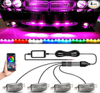 RGB Led Grille Lights APP Control 4 in 1 Colorful Underglow Rock LED Lights for Tacoma Truck Chevy Car Off-Road Raptor Jeep SUV ATV UTV DRL Decoration Signal LED Light