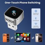 Wireless CarPlay Adapter & Android Auto Dongle, One Click Multi Device Switching Seamless Connection, Compact Size, Plug & Play Wireless CarPlay Converter for iPhone & Android, USB/USB-C, No Delay