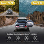 Fitcamx Front 2K+Rear 1080P Dash Cam Adapts for Hyundai Santa Fe 2021-2023 (#S1500 S2500) with Auto-Dimming, OEM Look, Dual HD Video, WiFi & APP, Loop Recording, G-Sensor, Easy to Set, 64GB Card