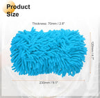 HARFINGTON Car Wash Sponge 9.1" x 4.7" Chenille Microfiber Mitt Scratch-Free Absorbent Scour Scrubber Cleaning Sponge for Washing Detailing on Cars, Trucks, SUV, Boats, RVs, Light Blue