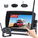 Wireless RV Backup Camera - 7'' IPS Touch Screen, 1080P HD Rear View Camera System with BSD Alert, DVR 4 Channels, IR Night Vision, Compatible with Pre-Wired RVs, Trailer, Camper, 5th Wheel