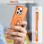 SUPFINE Magnetic for iPhone 16 Pro Case with Screen Protector (Compatible with MagSafe) (Military Grade Drop Protection) Translucent Matte Shockproof Phone Cover,Starry Orange