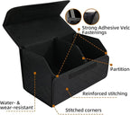 1Pack Leather Trunk Organizer for SUV & Sedans - Extra Large Foldable Car Storage Box with Lid, Adjustable Removable Dividers and Carry Handle, Collapsible Auto Cargo Organizer Black (1)