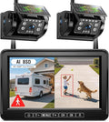 Fookoo Dual Magnetic Solar Wireless Backup Camera, 7" DVR Monitor with BSD HD 1080P Portable 2 Rear View Cameras Night Vision Waterproof for Truck Trailer Pickup RV Camper Trailer Tractor DTC702