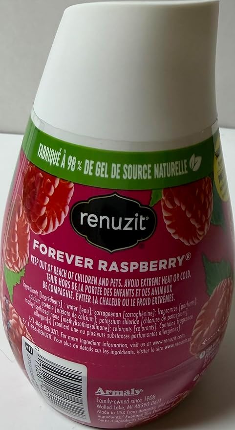 Renuzite Adjustable Gel solid Air Freshener Cone, forever raspberry Scent, Nonstop Freshness, 7oz Cone, 6 Count, brand is Renuziteee