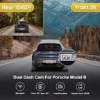 Fitcamx Front 2K+ Rear 1080P Dash Cam Suitable for Porsche Cayenne 958 92A E2 Macan 95B Panamera 970 (Model B), OEM Style, Dual HD Video, WiFi & APP, Loop Recording, G-Sensor, 64GB Card