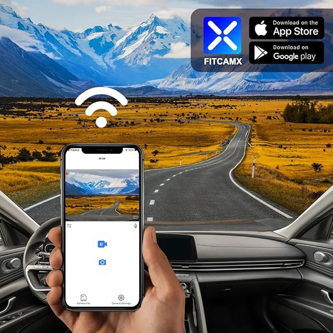 Fitcamx 2160P+Rear 1080P Dash Cam Adapts for Hyundai Elantra 2021-2025 SE SEL Limited N Line Blue Manual (AA000), OEM Look, Dual HD Video, WiFi & APP, Loop Recording, G-Sensor, Easy to Set, 128GB Card