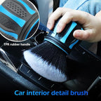 Car Detailing Brush, Ultra Soft Tire Shine Brush with Storage Rack, Interior Cleaning Tool, Universal Beauty Tools for Most Cars (Blue)