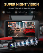 2.5K+1080P Dual Dash Cam Front and Inside, WiFi & GPS Dash Camera for Cars with 32G Card, IR Night Vision, 3" IPS Screen, Inside Car Camera for Taxi Driver, Support 256GB Max, App Control