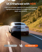 70mai 4K Dash Cam Front and Interior, 4K HDR Dash Camera with F1.55 Aperture, Wi-Fi 6, 24H Parking Surveillance, GPS, Loop Recording, 64GB Card Included, UHD Dashcam for Cars/Taxi/Uber/Lyft