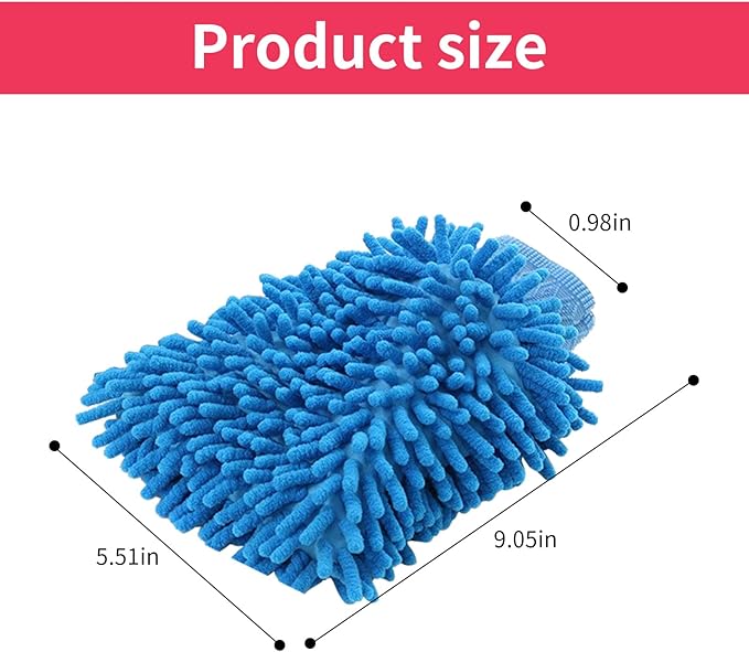 1 Pack 2 Blue Car Wash Mitt Microfiber, Deluxe Scratch Free Microfiber Wash Mitt ,9 Inches X 5.5 Inches Car Washing Care Cleaning Kit.
