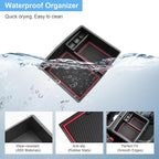 2024 2025 2026 Tacoma Center Console Organizer for Toyota Tacoma (All Trims), Durable ABS Plastic&Anti-Slip Rubber Console Tray Glove Insert 2025 2026 Tacoma Accessories (with Red Mats)