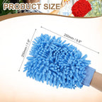 HARFINGTON 2pcs Premium Chenille Microfiber Car Wash Mitts 9.8" x 7.9" Scratch Free Wash Gloves Absorbent Double Sided Plush Cleaning Drying Mitts for Car Washing Home Light Blue