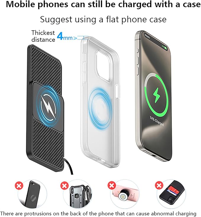 Wireless Car Charger Pad for BMW X7 (2019–2022),20W Fast Wireless Phone Charger Cell Phone Cordless Charging mat,Non-Slip Phone Charging,30cm Cable Type-C