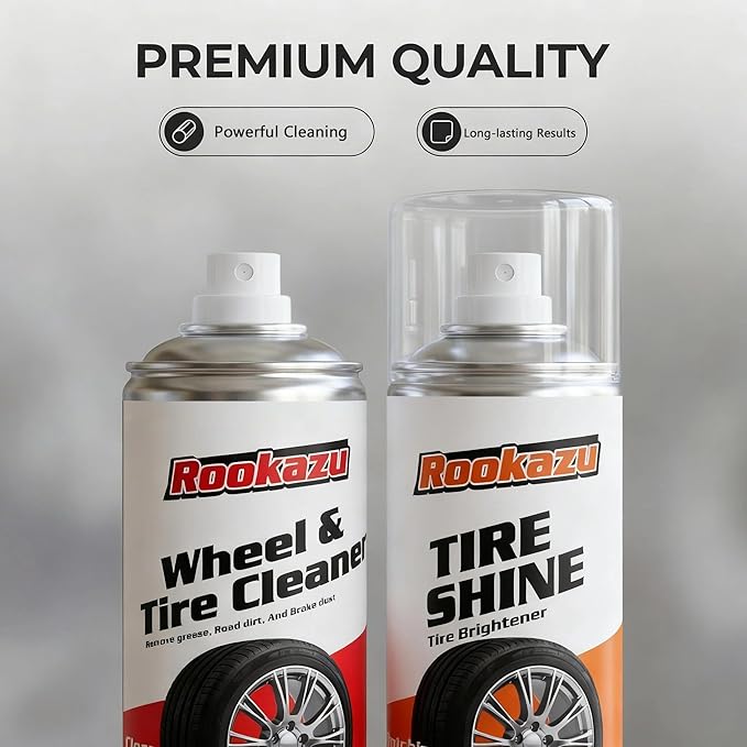 Wheel & Tire Cleaning Kit - 2 Pack 14 oz Bottles,Car Wheel Cleaner Tire Cleaner Spray Brake Dust Remover for Aluminum Chrome Rims Tire Shine Applicator Wet Tire Dressing Tire Wax