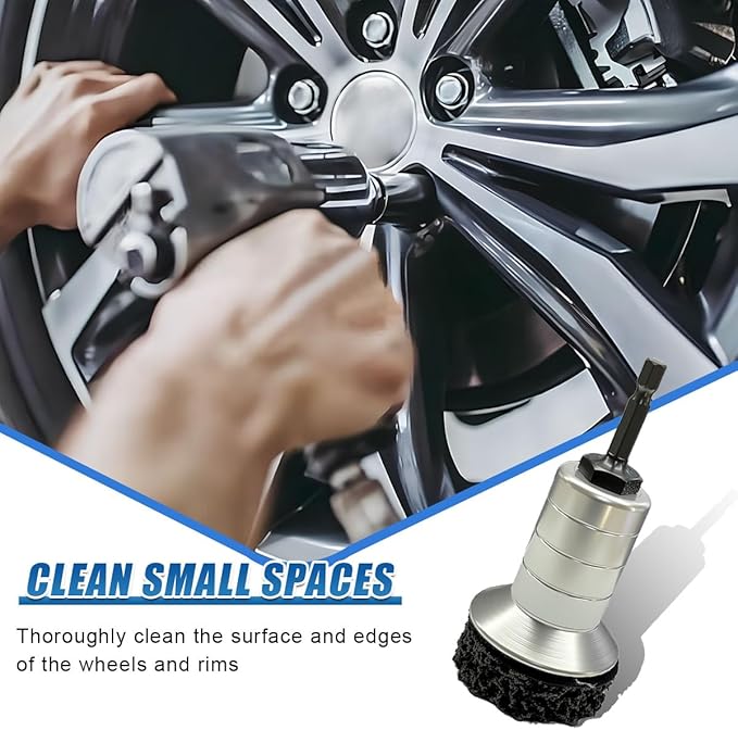 Wheel Hub Resurfacing Kit, Car Wheel Hub Rust Removal Tool Brake Hub Cleaning Kit for Lug Studs and Rotors, Inner Rim Cleaner Tool Fits Power Drill or 1/2" Impact Driven Wrenches (Silver)